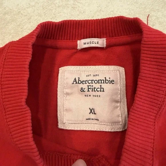 Abercrombie Fitch Mens V Neck Long Sleeve Sweatshirt Pink Moose Muscle Size M - Picture 5 of 6